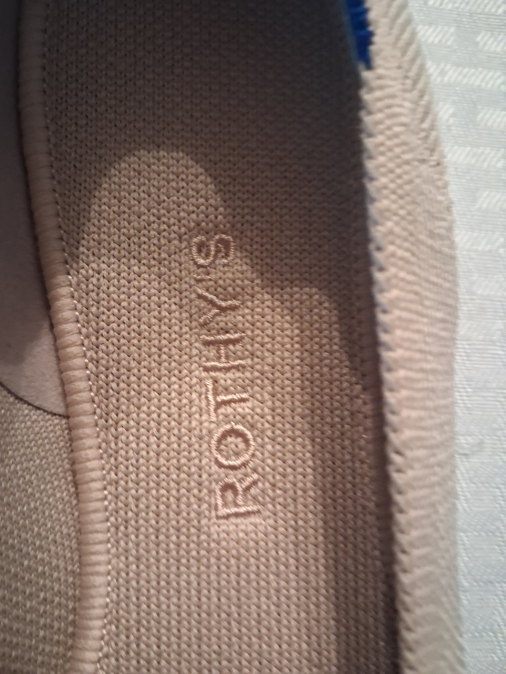 Rothy's Women's Beige Knit Ballet Flats with Navy Trim - Picture 3 of 13